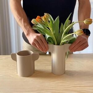IKEA Vases Designed by Gustav Carlberg Cream & Taupe Duo